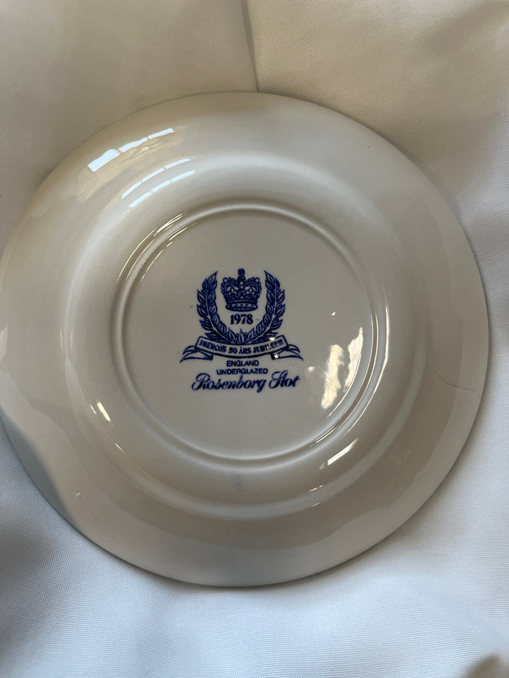 Blå/hvid fajancetallerken – Rosenborg Slot – Jubilæumsudgave 1978