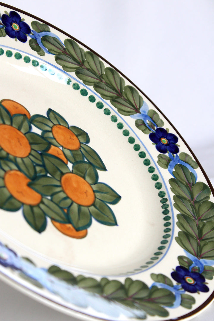 Aluminia - Wandteller aus Fayence mit Blumenmotiv