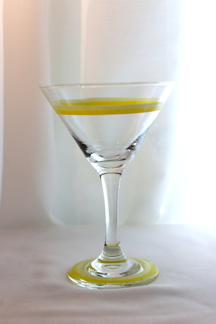 Vintage - Cocktailglas mit gelben Streifen